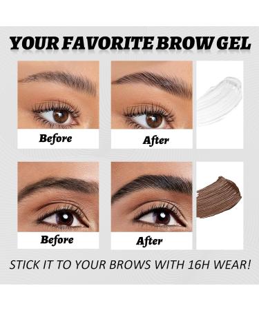 U-Shinein The Brow Glue 14H Extreme Hold Eyebrow Gel Non Sticky Formula Natural Finish Strong-Hold Clear-Drying and Water-Resistant Brow Gel Creates Laminated Brows LImitless Brow Looks Clear and Brown Clear + Brown - Buy Online on SooperMarket.com