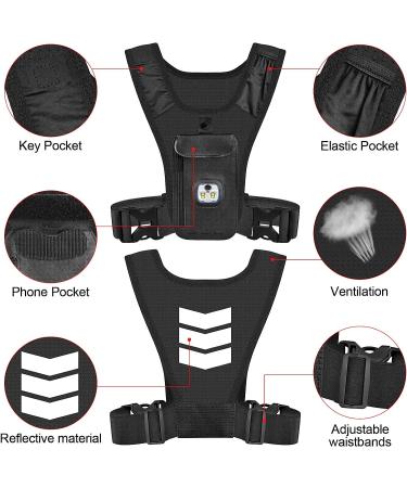 Reflective LED Running Vest with Phone Holder for Men and Women - Safety Vest for Running and Cycling with Earphone Hole - Buy Online on SooperMarket.com
