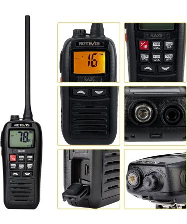 Retevis RA26 Marine Radio | Handheld Floating Boat Radio IP67 Submersible | Backlit LCD Display | NOAA Weather | Portable & Waterproof - Buy Online on SooperMarket.com
