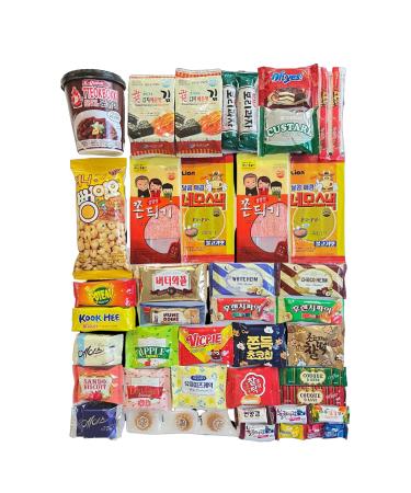 Korean Snack Box Variety Pack - 42 Count Individual Wrapped Gift Care Package Bundle Sampler Assortment Mix Candy Chips Cookies Treats for Kids Children College Students Adult