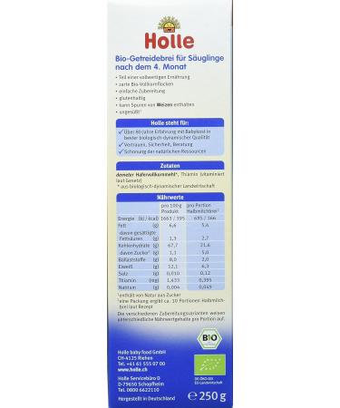Holle Organic Baby Porridge Oatmeal - Pack of 3 (3 x 250g) | International Shipping Available - Buy Online on SooperMarket.com