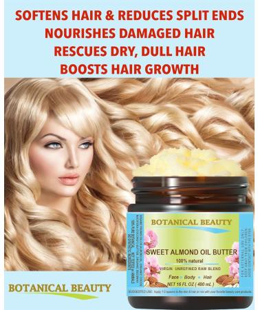 Botanical Beauty Sweet Almond Oil Butter - Pure Unrefined Raw 16 Fl Oz for Face Skin Body Hair & Nails - Buy Online on SooperMarket.com