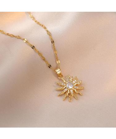 OralGos Rotating Cubic Zirconia Flower Pendant Necklace | Adjustable Choker Fashion Jewelry - International Shipping - Buy Online on SooperMarket.com