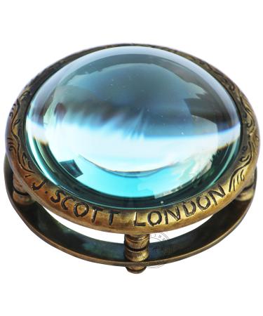 Desktop Vintage Antique Style Engraved J.Scott London Magnifier Reading Magnifying Glass for Reading Book Traditional Brass Magnifying Glass