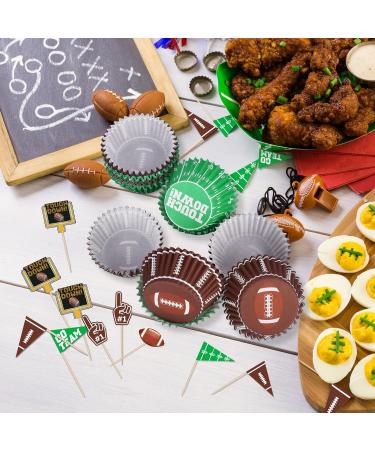 Football Party Supplies: 96-Count Football Cupcake Liners & 96pcs Cupcake Toppe - Perfect for Game Day Birthday and Tailgate Parties - Premium Football Cake Decorations - Football Party Favors - Buy Online on SooperMarket.com