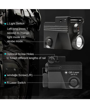 QR-Laser Green Laser Sight Gun Light Combo | 500 Lumens USB Rechargeable Flashlight | Strobe Function | For Pistols & Handguns | Upgraded GL10 - Buy Online on SooperMarket.com
