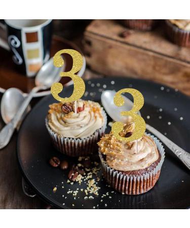 Rsstarxi 36 Pack 3rd Birthday Cupcake Toppers Gold Glitter Age Three Number 3 Cupcake Picks Third Birthday Cake Decorations for Baby Shower Birthday Anniversary Party Decorations Gold Number 3 - Buy Online on SooperMarket.com