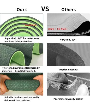 8mm Thick Eco-Friendly Non-Slip Yoga Mat for Men and Women - Atrovirens - Buy Online on SooperMarket.com