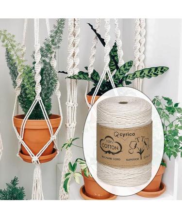 3mm x 300 Yards Natural Cotton Macrame Cord - Twisted Rope for Wall Hanging, Plant Hangers, Gift Wrapping - Wedding Decor Supplies - 300yd (Natural) - Buy Online on SooperMarket.com