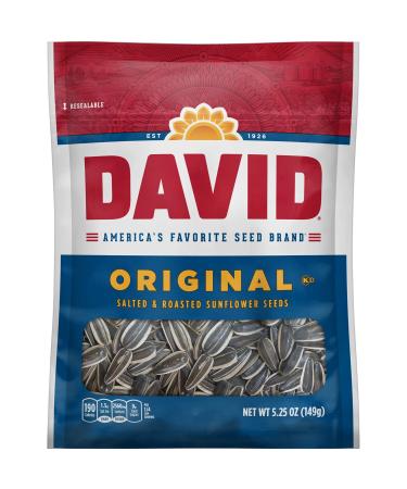 DAVID SEEDS Roasted and Salted Original Sunflower Seeds, Keto Friendly, 5.25 oz, 12 Pack