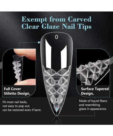 500PCS Quaferen Clear Glaze Stiletto Nail Tips - Long Full Cover for Acrylic Nails - Professional Curved Extension Tips for Nail Art Salon - Buy Online on SooperMarket.com