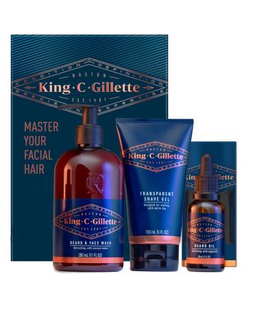 King C. Gillette Men's Beard Care Gift Kit, Beard and Face Wash for Men, Beard Oil, Shave Gel