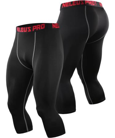 NELEUS Men's Dry Fit Compression Pants Workout Running Leggings 3X-Large Capris: Black(grey Stripe) 3 Pack - Buy Online on SooperMarket.com