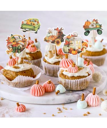 Rsstarxi 36 Pack Pumpkin Thanksgiving Cupcake Toppers Pumpkin Maple Fall Harvest Themed Cupcake Picks Decorations for Thanksgiving Fall Themed Turkey Autumn Party Cake Decorations Style 10 Orange - Buy Online on SooperMarket.com