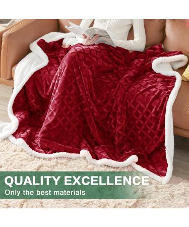 Red Sherpa Christmas Throw Blanket - Cozy Fluffy Reversible Flannel Fleece - 50x60 inches - Perfect for Couch, Sofa, Bed - Warm & Plush - Buy Online on SooperMarket.com