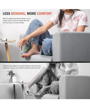 BEZOX Angled Head Nail Clippers for Seniors - Premium Steel Toenail Clipper for Thick Nails - Ergonomic Cutter Trimmer with Catcher - Men and Women - Silver - Buy Online on SooperMarket.com