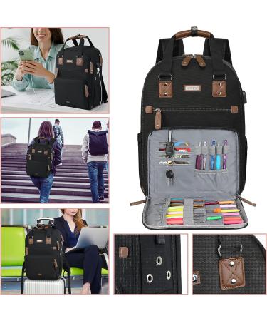 Black Crochet Bag with USB Charging Port - Large Yarn Storage Tote for Knitting & Crochet Projects - Fits 15.6 inch Laptop - Buy Online on SooperMarket.com
