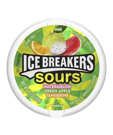 ICE BREAKERS Sours Sugar Free Breath Mints - Green Apple, Tangerine, Watermelon Flavors - 1.5 oz Tins (8 Count) - Buy Online on SooperMarket.com