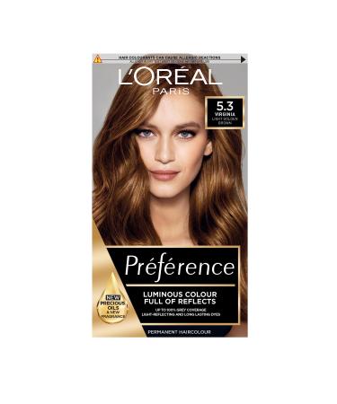 L'Oreal Paris Preference Hair Dye Long Lasting Luminous Permanent Hair Colour 5.3 Virginia VIRGINIA 5.3 1 count (Pack of 1)