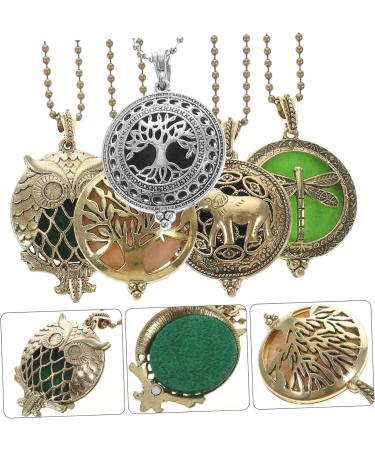 PLAFOPE Disfuser Necklace 5pcs Aromatherapy Necklace Essential Oil Aroma Diffuser Necklace Car Women Choker Alloy Perfume Miss - Buy Online on SooperMarket.com