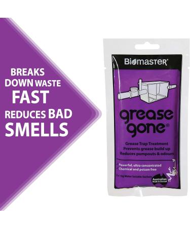 Grease Gone Grease Trap Cleaner - Dissolves Fat Oil & Grease Reduces Odors - 2 Soluble Sachets for Effective Treatment - Buy Online on SooperMarket.com