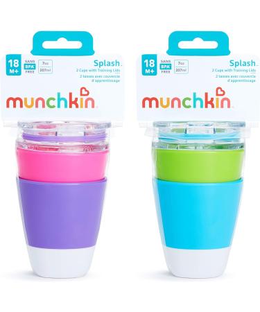 Munchkin Splash Open Toddler Cups 7oz Multicolored 4 Pack with Training Lids - Buy Online on SooperMarket.com
