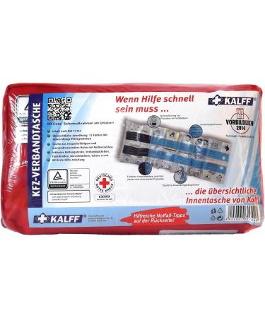 Kalff Car First Aid Kit - DIN 364 Certified Test Winner with Comprehensive First Aid Brochure - Ideal for International Shipping - Buy Online on SooperMarket.com