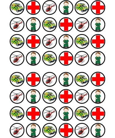 48 Ambulance Cupcake Toppers 3cm Paramedic Cupcake Toppers Mini Edible Nurse Cake Toppers Air Ambulance Cake Decorations Congratulations Cake Topper Thank You Cupcake Toppers Graduation Cupcakes - Buy Online on SooperMarket.com