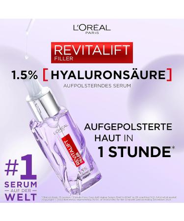 LOral Paris Revitalift Filler Hyaluron Serum 30ml | Anti-Aging Facial Care with 1.5% Hyaluronic Acid & Vitamin C | Shop Internationally - Buy Online on SooperMarket.com