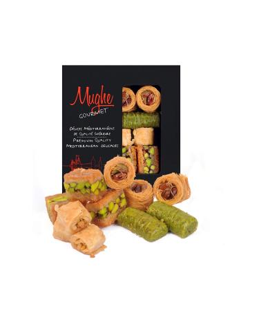 Luxury Baklava bakery desserts Wonderful Pistachios Sweet snack box 150g  5.3oz, Approx. 12 Pieces, Bitesize Baklawa gift box Mughe Gourmet, Turkish Assortment Baclava Sweets, Unique Festive Holiday Gifts for Christmas