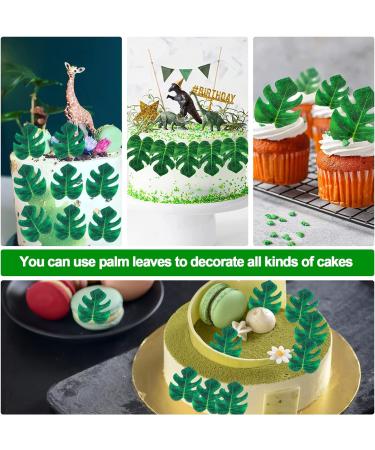 48 Pcs Tropical Turtle Leaf Cake Toppers Cupcake Toppers Palm Leaf Cake Toppers Wafer Paper Leaf Cake Decoration Hawaii Theme Jungle Party Birthday Cake Decor - Buy Online on SooperMarket.com