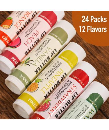 24 Pack Natural Lip Balm - Bulk Moisturizing Lip Care for Dry, Cracked Lips - Buy Online on SooperMarket.com