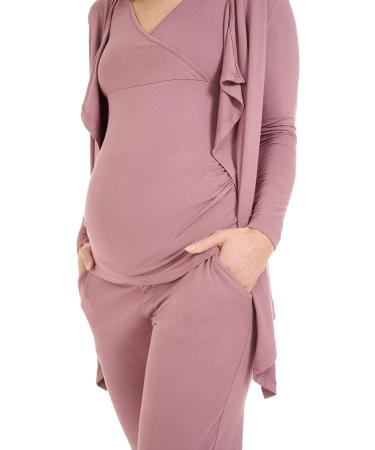 Herzmutter Maternity Homewear Set - Three Piece Nursing Pyjamas - Pregnancy Wellness Set - XXL Pink - Buy Online on SooperMarket.com