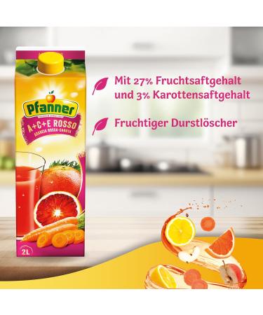 Buy Pfanner A+C+E Rosso Multi-Fruit Drink 2L Tetrapack 27% Fruit Content Vitamin-Rich Multivitamin Refreshment International Shipping Available - Buy Online on SooperMarket.com