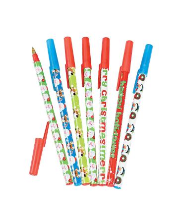 Fun Express Festive and Adorable Holiday Pens - 2 Dozen Charming Designs of Reindeer Snowmen Santa and Mrs. Claus - Perfect for Stocking Stuffers and Party Favors! 1