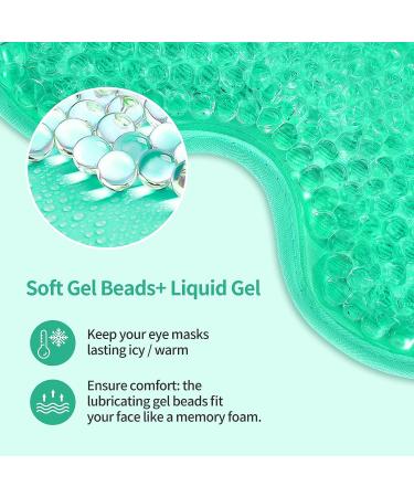 Gel Eye Mask + Silk Sleep Mask: Hot/Cold Therapy for Puffy Eyes, Dark Circles, Headaches - Adjustable Strap & Reusable (Light Green) - Buy Online on SooperMarket.com