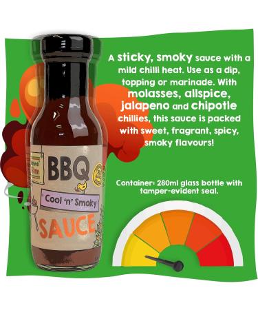 South Devon Chilli Farm | Cool 'n' Smoky BBQ Sauce Homegrown Gluten-Free Vegan MILD heat Delicious Marinade Barbecue Dipping - Case of 6 280g - Buy Online on SooperMarket.com