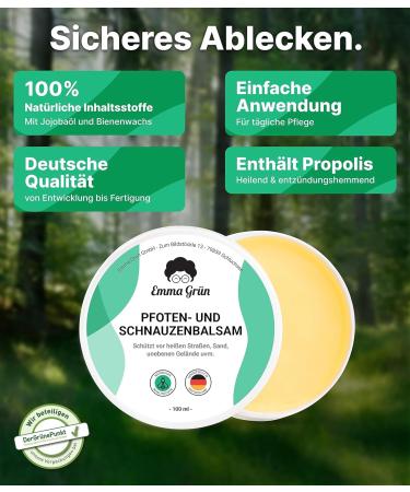 EMMA Gr n Pfotenbalsam 100ml for Dogs & Cats - Natural Paw Care with Propolis & Beeswax | Protect Cracked Paws - Made in Germany - Buy Online on SooperMarket.com