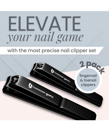 Tweezer Guru Nail Clippers - Professional Stainless Steel 2-Pack for Men, Women, and Kids - Curved Edge Matte Black - Buy Online on SooperMarket.com
