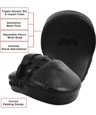 Curved Boxing Punching Mitts for Kids & Adults - Training Pad for Kickboxing, Muay Thai, MMA - Pair of Target Punch Mitts in Full Black - Buy Online on SooperMarket.com