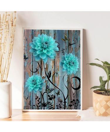 Rustic Flower Diamond Painting Kit for Adults - Farmhouse 5D DIY Full Drill Diamond Art - Gem Crafts for Home Wall Decor - Buy Online on SooperMarket.com