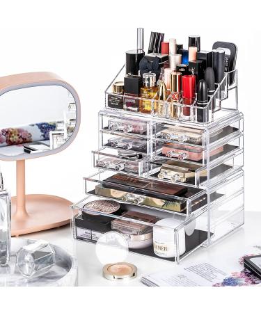DreamGenius 3-Piece Acrylic Makeup Organizer Set with 8 Drawers - Stackable Vanity and Bathroom Cosmetic Storage - Buy Online on SooperMarket.com