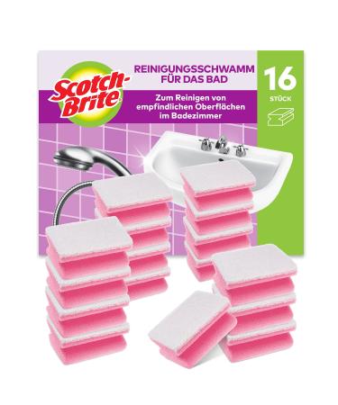 Scotch -British cleaning sponge for the bathroom 16 pieces p Pack - for cleaning sensitive surfaces in the bathroom sensitive surfaces white