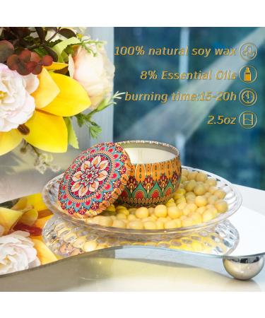 VETOUR Scented Candles Set - Natural Soy Wax Aromatic Candles for Stress Relief - 6pc Retro Gift for Women - Portable Travel Jar Candles - Buy Online on SooperMarket.com