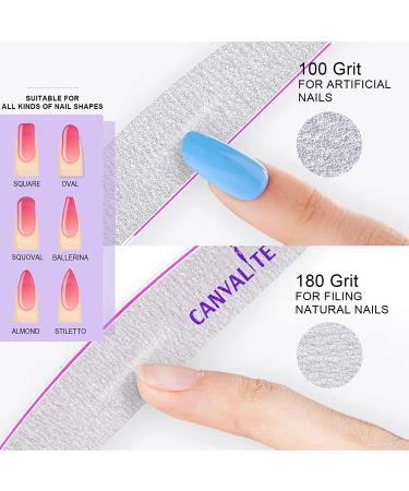 Canvalite 10 PCS Nail File Set - Professional Reusable Double Sided Emery Board (100/180 Grit) - Nail Styling Tools for Home and Salon - Half Moon Shape - 10 Count - Buy Online on SooperMarket.com