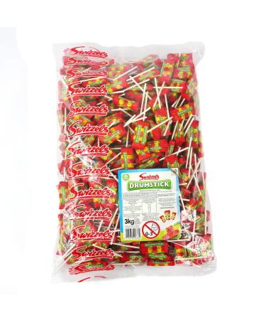 Swizzels Original Drumstick Lollies Milk & Raspberry Flavour Sweets - 3kg Bulk Bag Lollipops single