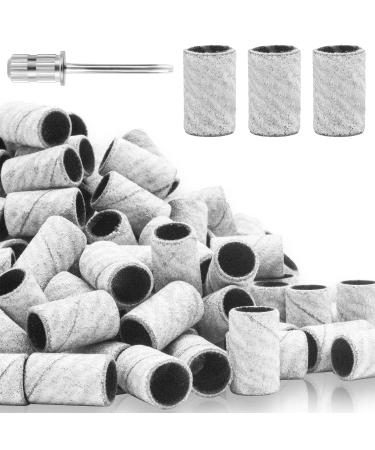 240Grit Nail Sanding Bands for Nail Drill 100Pcs Fine Grit Nail Sanding Bands for Nail Drill with 3/32 Nail Sanding Bit for Natural Nail Sanding Band for Nail Drill Set for Manicure & Pedicure white-240