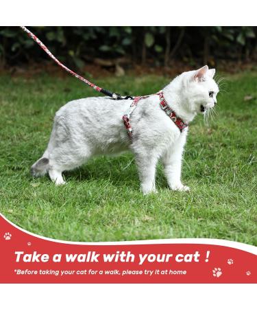 Petom Flower Pattern Cat Dishes & Adjustable Leash Set for Small to Medium Cats (S Red) - Perfect Cat Accessories for International Shipping - Buy Online on SooperMarket.com