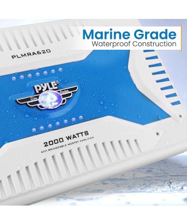 Pyle PLMRA620 6 Channel Marine Amplifier Receiver - 2000 Watt Waterproof Wireless Audio Amp with Dual MOSFET Supply and RCA Inputs - Buy Online on SooperMarket.com