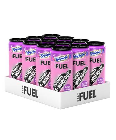 Applied Nutrition BodyFuel Pre Workout Energy Drink | Sugar Free 200mg Caffeine 1000mg Beta Alanine 2000mg Citrulline Vitamin B12 & B3 | (Pack of 12 Cans x 330ml) (Cosmic Candy)